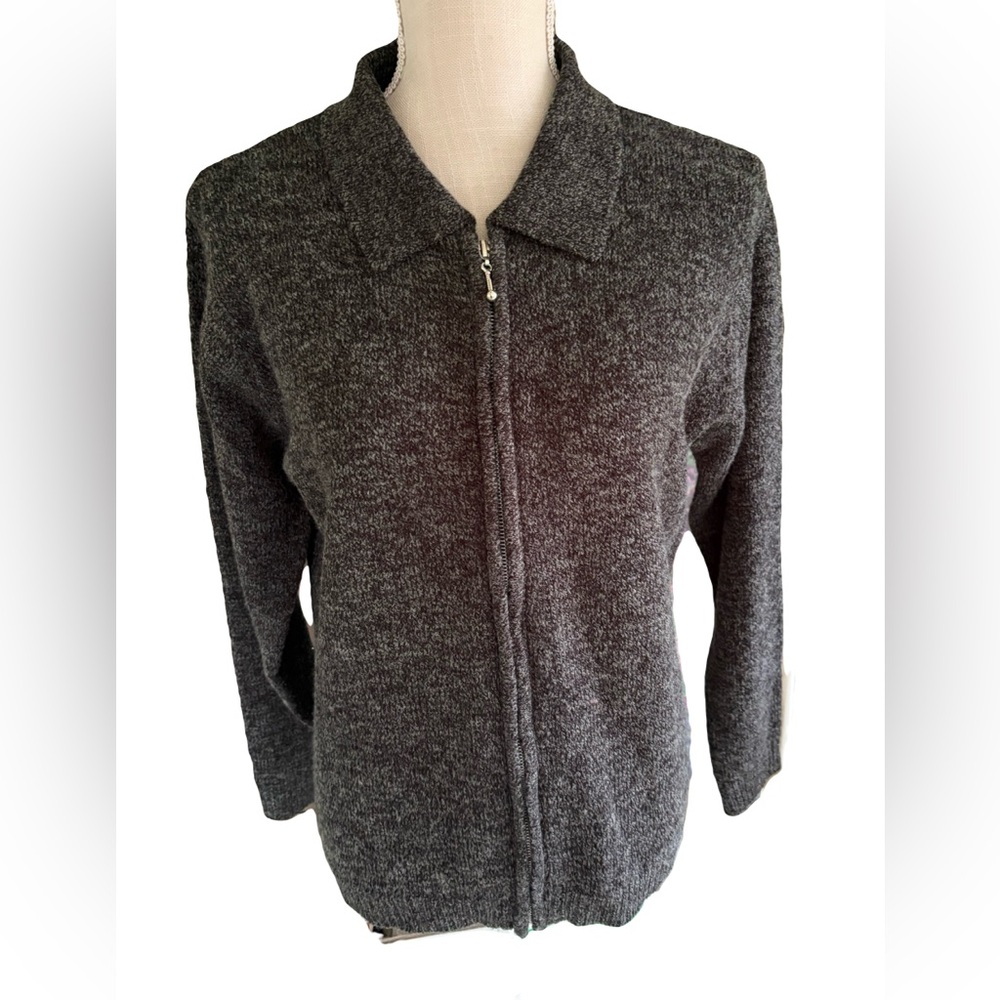 Maxwell Jason Gray Wool Blend Zip Up Cardigan Sweater Women’s Small Collared Kni